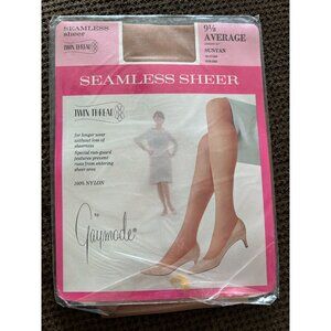 Gaymode Seamless Sheer Twin Thread Stockings 9.5 Average Suntan 100% Nylon By Pe